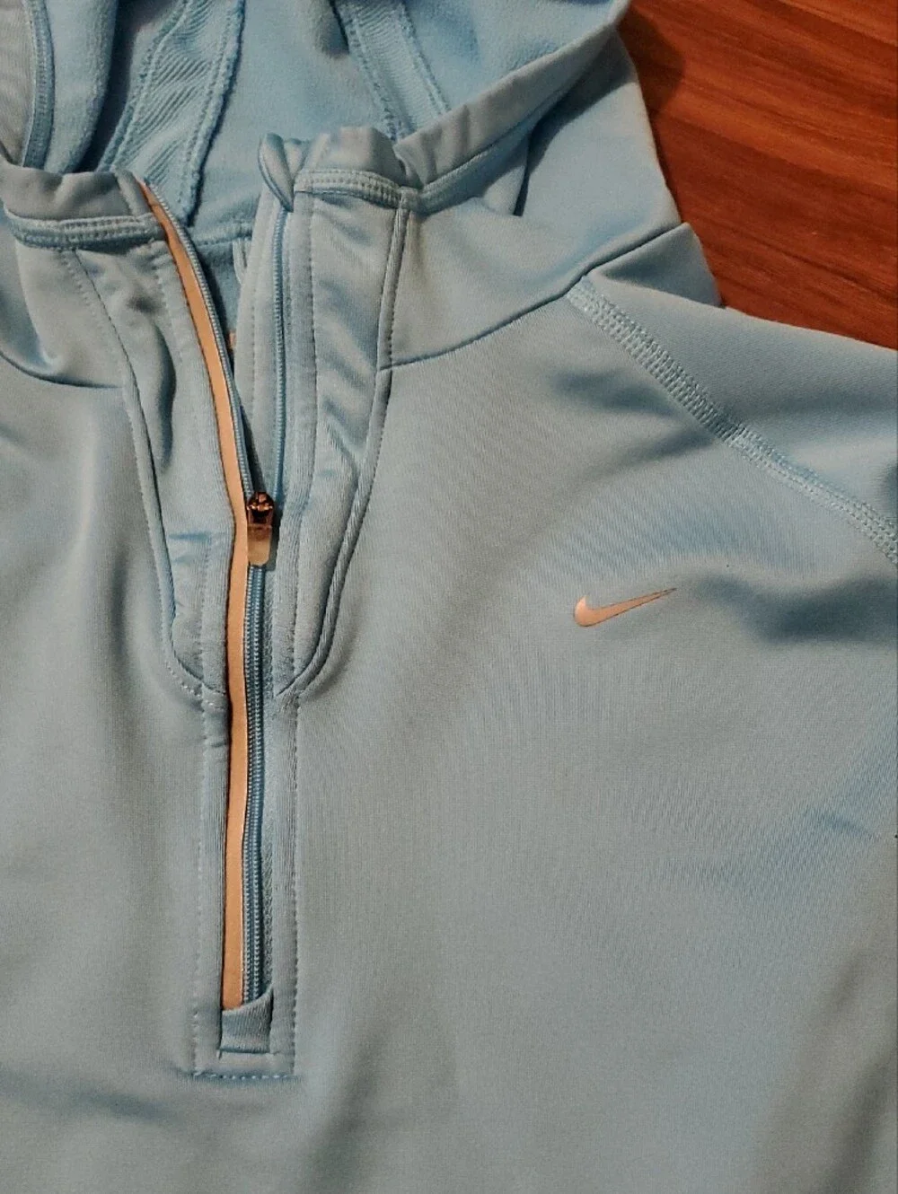 Nike Dri-Fit Sky Blue Quarter-Zip Hooded Pullover